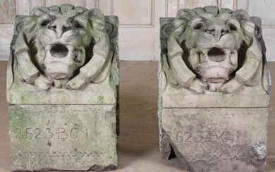 Pair Architectural Terracotta Lion Corbels