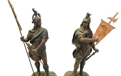Pair Cast Iron Celtic Soldiers