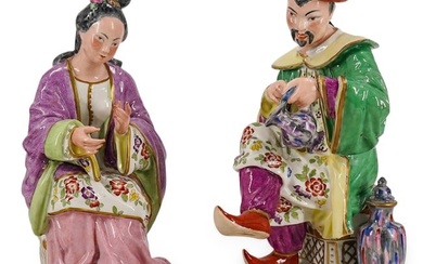 Pair Of Porcelain De Paris Chinoiserie Figures