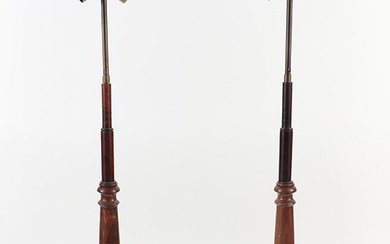 Pair nineteenth century English rosewood bases converted to table lamps. Ht: 30.5" Wd: 4.5"