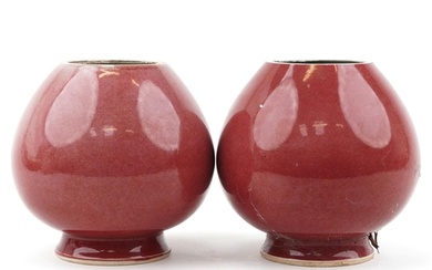 Pair of Chinese porcelain vases having sang de boeuf glazes,...