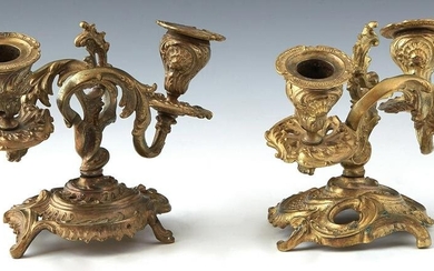 Pair of Diminutive Bronze Louis XV Style Two Light