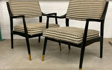 Pair of Midcentury Modern Ebonized Armchairs