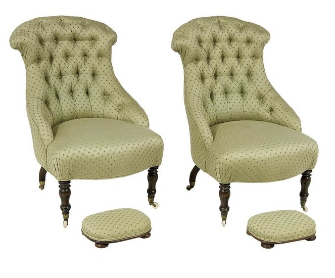 Pair of Napoleon III Side Chairs & Regency Stools