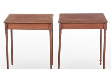 Pair of Sheraton Style Walnut Side Tables, Early to Mid-20th Century