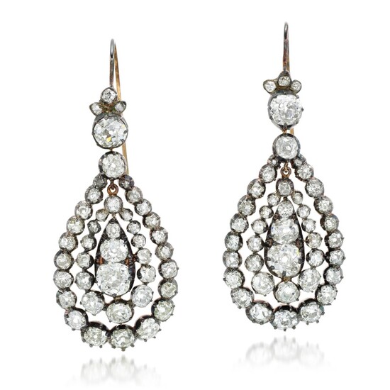 Pair of diamond earrings, second half of the 19th century