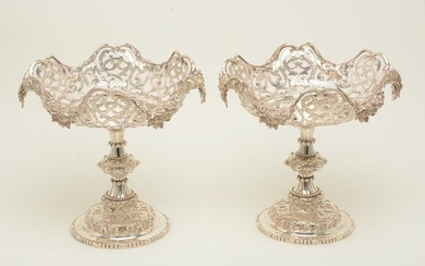 Pair of elaborate Victorian English sterling silver