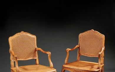 Paire de fauteuils Régence en bois naturel... - Lot 305 - Euvrard & Fabre