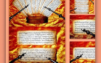 Patanjali [Einsiedler-Asket] - Mischwesen-Weltschlange Shesha, sehr frühes buddhistisches Manuskript, 13.Jhd. - 1280