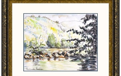 Paul Emile Pissarro Rare Original Painting Signed Water Landscape Framed Artwork