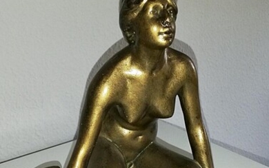 SOLD. Per Hasselberg: Bronze figurine. "Pigen med frøen". Signed Hasselberg. H. 25 cm. – Bruun Rasmussen Auctioneers of Fine Art