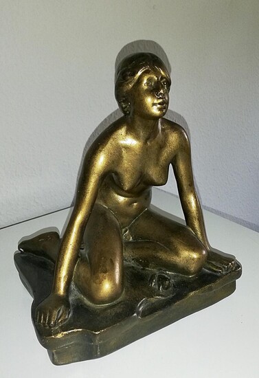 SOLD. Per Hasselberg: Bronze figurine. "Pigen med frøen". Signed Hasselberg. H. 25 cm. – Bruun Rasmussen Auctioneers of Fine Art