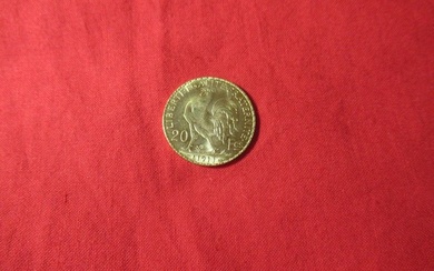 Pièce de 20 francs en or, coq, 1911. Poids : 6,47 g.