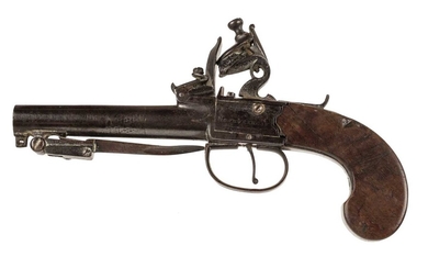 Pistol. An early 19th century flintlock travelling pistoln by Mothers Head