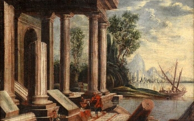 Pittore Italiano del XVIII/XIX secolo - Antonio Visentini (1688-1782) [Followers] - Capriccio Architettonico con rovine e figure