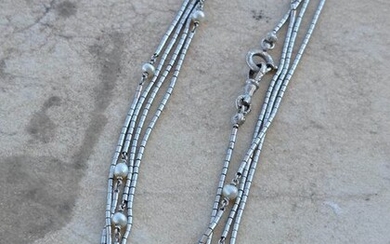 Platinum - Necklace Natural Pearl - Pearls