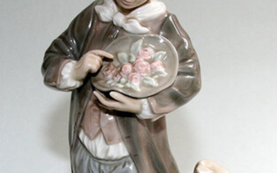 Porcelain figure "Boy with flowers" 1971-1974. Lladro porcelain factory, Porcelain. Spain, handmade. Height 25.3 cm