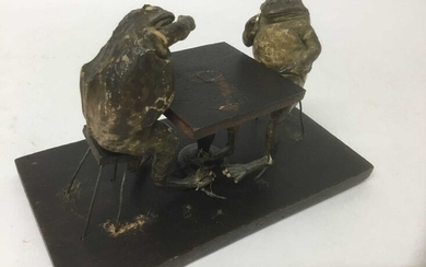 Present for your mother-in-law: taxidermy group of two seated frogs
