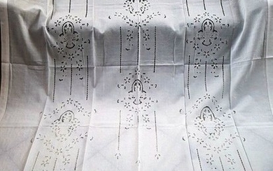 Pure linen curtain embroidery hand carving 210x300cm - Linen - 1975-2000