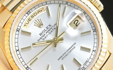 ROLEX MENS DAY-DATE PRESIDENT 18K YELLOW GOLD DOUBLE QUICKSET WATCH