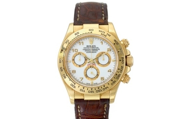 ROLEX | REF 116518 DAYTONA, A YELLOW GOLD AUTOMATIC CHRONOGRAPH WRISTWATCH WITH REGISTERS, CIRCA 2000 | 勞力士 | 116518型號「DAYTONA」黃金自動上鏈計時腕錶，年份約2000