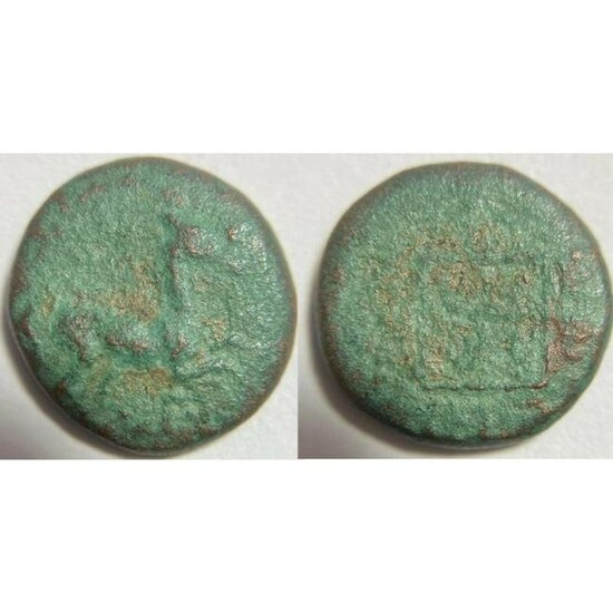 Rare Ancient Greek Bronze Coin, Dichalkon, Horse With