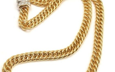 Rare! Authentic Pomellato 18k Yellow Gold Pave Diamond Garnet Pendant Necklace