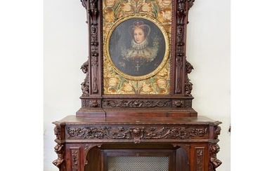 Rare large antique elaborate French fire place surround, mou...