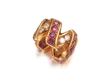 René Boivin Gold, Ruby and Diamond Ring, France