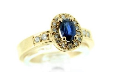 Ring Yellow gold - 3.22 tw. Sapphire - Diamond
