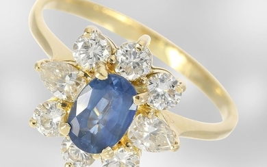 Ring: fine vintage sapphire/diamond flower ring, ca. 1,45ct...