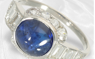 Ring: formerly expensive sapphire/diamond gold forging ring, Burma sapphire of approx. 3.25ct "NO HEAT", with Gemstone Report