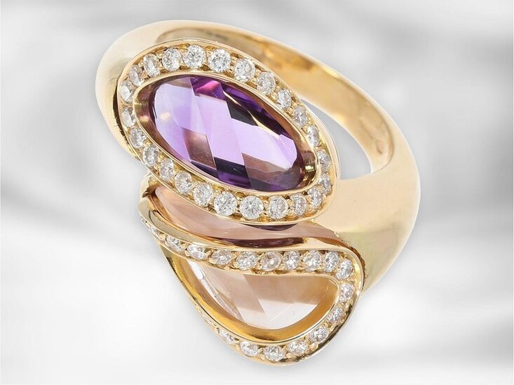 Ring: interesting rose gold ring with amethyst, rose...