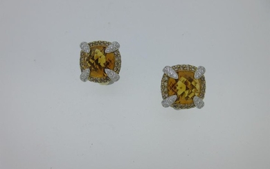 Rodney Rayner - A pair of 18ct gold diamond and citrine