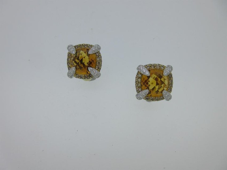 Rodney Rayner - A pair of 18ct gold diamond and citrine