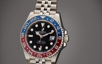 Rolex Reference 126710BLRO GMT-Master II 'Pepsi' | A stainless steel automatic dual time wristwatch with date and bracelet, Circa 2019 | 勞力士 型號 126710BLRO GMT-Master II 'Pepsi' 精鋼自動上鏈兩地時間鍊帶腕錶備日期顯示，製作年份約 2019
