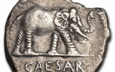 Roman Imperatorial AR Denarius Caesar Elephant
