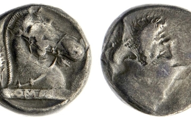 Roman Republic. Anonymous. AR Didrachm, ca. 300/280-276 BC. Neapolis (?) mint. 7.3 gms. Bearded...