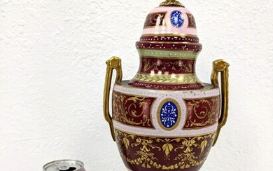 Royal Vienna Urn with lid. Hand Painted Scene with gold