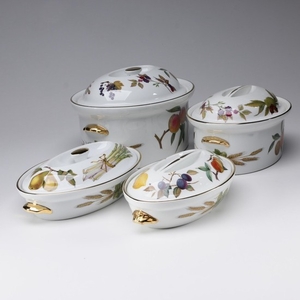 Royal Worcester "Evesham Gold" Porcelain Lidded Casserole Dishes