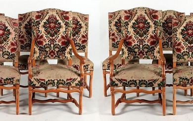 SET 10 UPHOLSTERED DINING CHAIRS CIRCA 1930