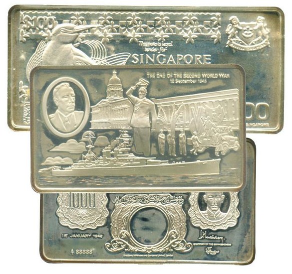 SINGAPORE Silver Sterling Ingots 30g 1995 Malaya $1000