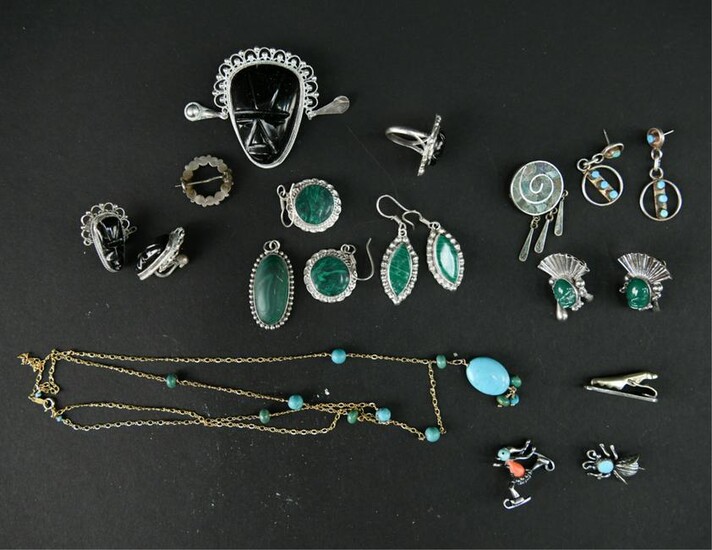 STERLING SILVER & STONE JEWELRY GROUPING
