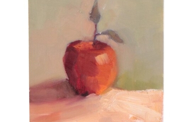 Sally Rosenbaum Still Life Oil Painting "An Apple," 21st Century