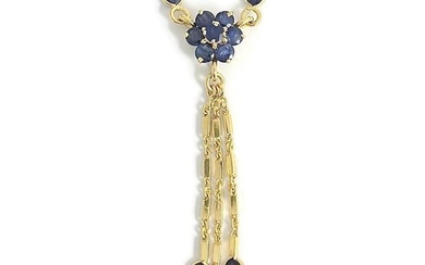Sapphire Flower Lariat Necklace