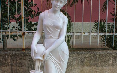 Sculpture, "Dama con Brocca" - 158 cm - White statuary marble