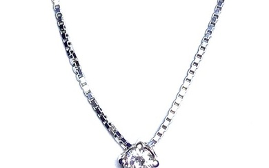 Senza Prezzo di Riserva - 18 kt. White gold - Necklace with pendant - 0.03 ct Diamond