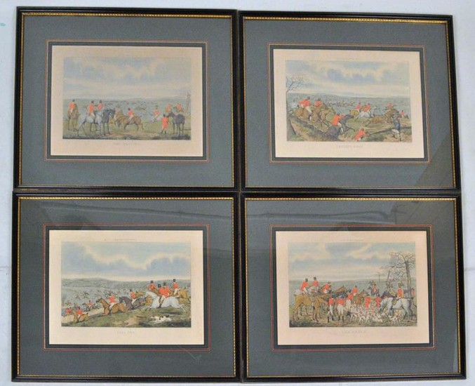 Set Four English Equestrian Colored Engravings