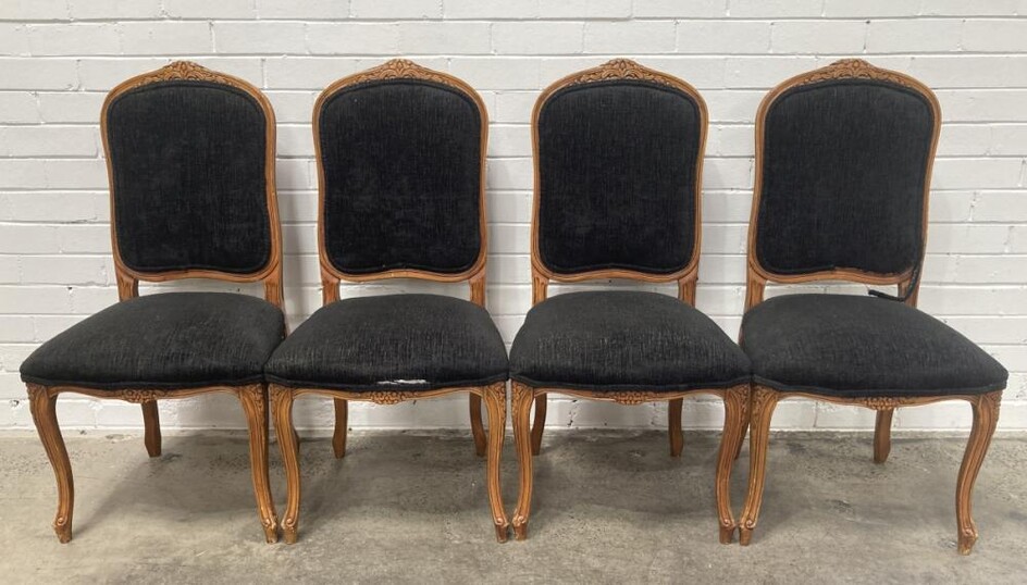 Set of 4 French Style Upholstered Dining Chairs (h:105 w:55 xd:50cm)