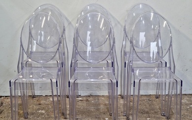 Set of six clear polycarbonate 'Ghost' chairs in the style o...